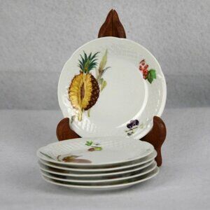 Philippe Deshoulieres Porcelaine Lourioux Pineapple 5.75" Canape Plate Set Of 6